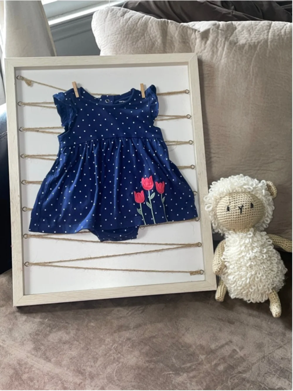 Girls Carter's Blue Polka Dot flowers romper dress 12 months